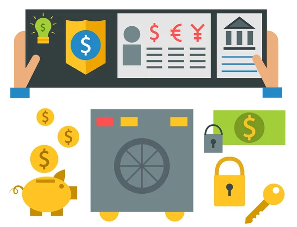 Płatności online metody potwierdzonego finansowania płatności mobilnych bankowości pracy ilustracji wektorowych w płaski. — Wektor stockowy