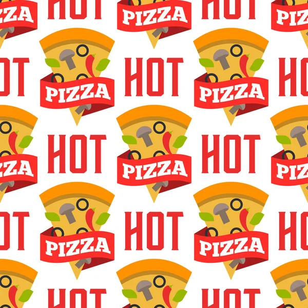 Entrega pizza sem costura padrão fundo pizzaria restaurante serviço fast food vetor ilustração . —  Vetores de Stock