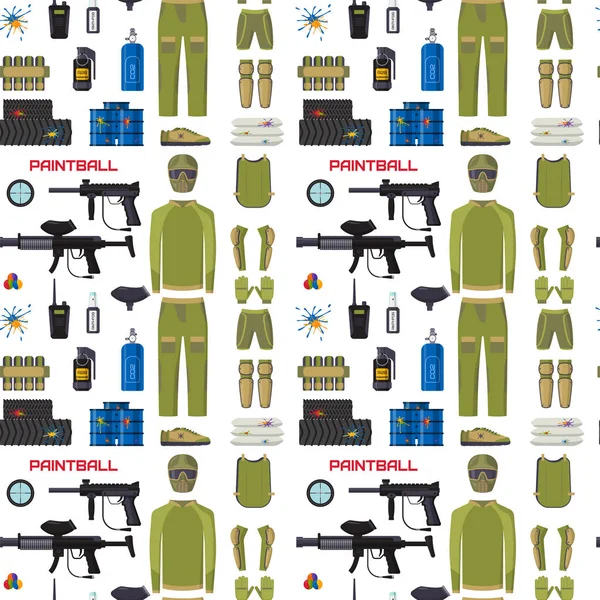 Защита пейнтбольного клуба однородная спортивная игра бесшовный шаблон дизайн оборудования целевой векторной иллюстрации — стоковый вектор