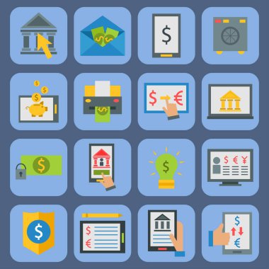 İşyeri vektör çizim düz stilde bankacılık online ödeme yöntemleri teyit Finans mobil ödeme.