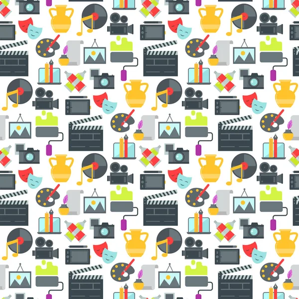 Sanat simgeler Dikişsiz desen arka plan atist mürekkep grafik renk yaratıcılık film koleksiyonu vektör çizim.