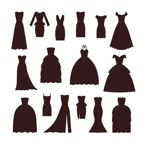 結婚式の花嫁ドレス エレガントなシルエット スタイルお祝いブライダル シャワー組成ベクトル図 — ストックベクタ