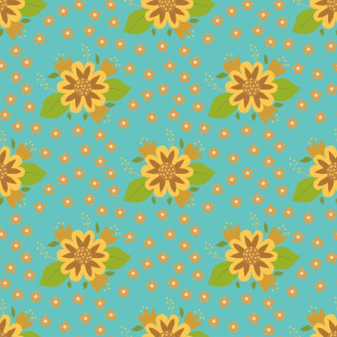 Doğa çiçek el Dikişsiz desen arka plan çiçek yaz flora vektör çizim çekilmiş.