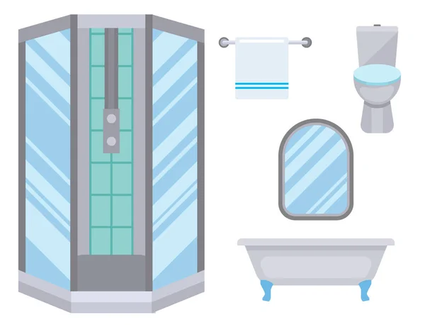 Echipament de baie pictogramă toaletă castron baie curat stil plat ilustrare igienă design . — Vector de stoc