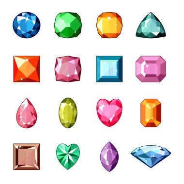 Beyaz arka plan üzerinde izole doğal kuvars taşlı kristalleşme mücevher veya mineral elmas vektör kristal taş ve mücevher ya da değerli taş mücevher illüstrasyon kristal için ayarla