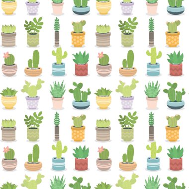 Kaktüs yeşil bitki cactaceous ev doğa kaktüsler ağacın çiçek Dikişsiz desen arka plan illüstrasyon vektör