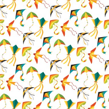 Uçan uçurtma yılan yılan Ejderha oyuncak renkli açık yaz etkinliği Dikişsiz desen arka plan vektör çizim çocuklar