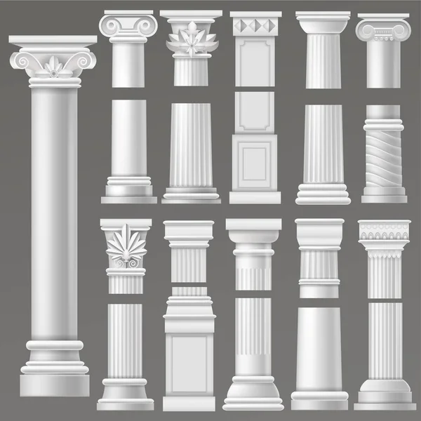 Ancient column vector historical antique column or classic pillar of historic roman architecture illustration ancientry architectural set of rome or greek culture isolated on background