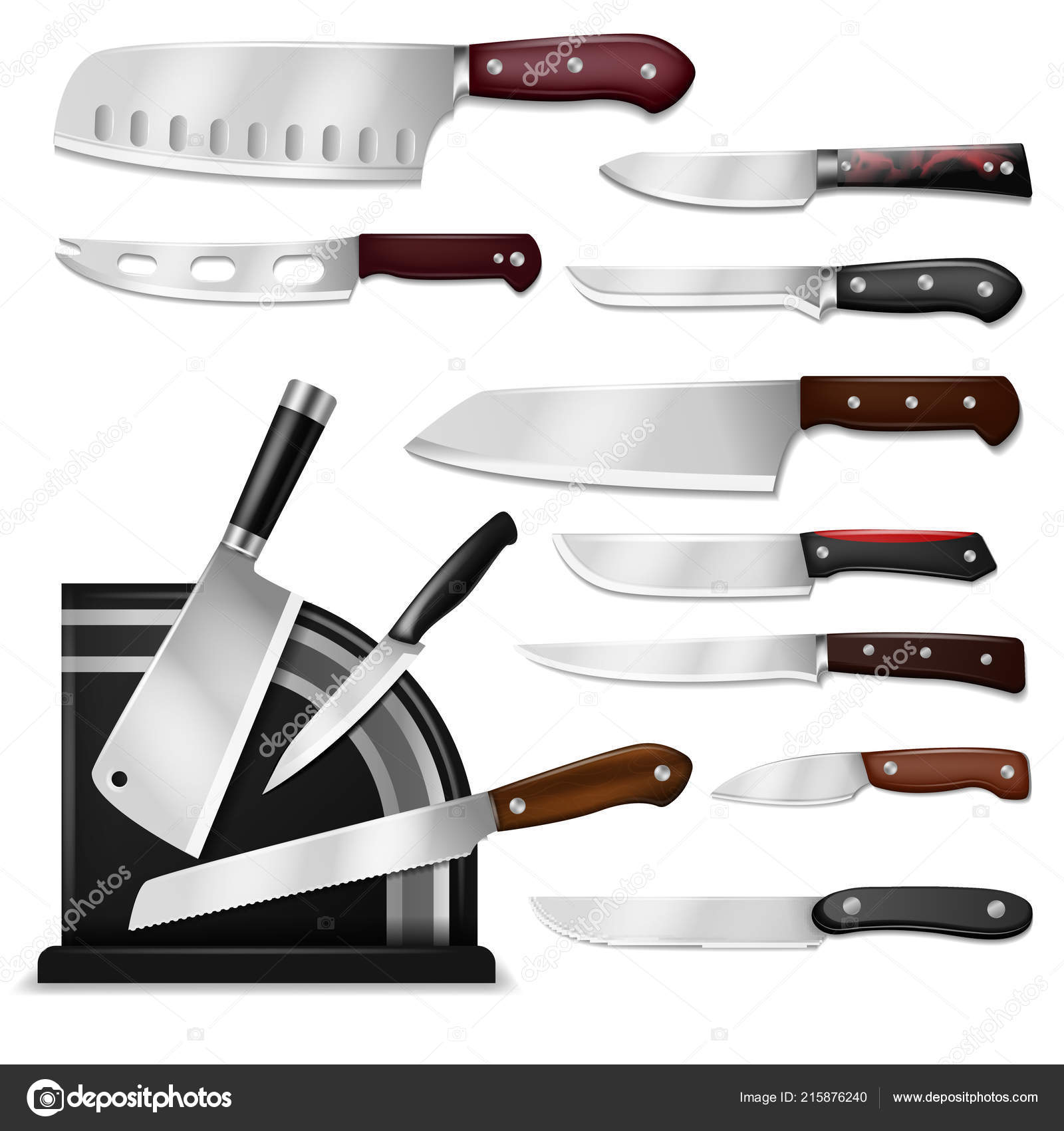 Knives vector butcher meat knife set chef cutting with kitchen drawknife or  cleaver and sharp knifepoint illustration isolated on white background  Stock Vector by ©luplupme.gmail.com 215876240