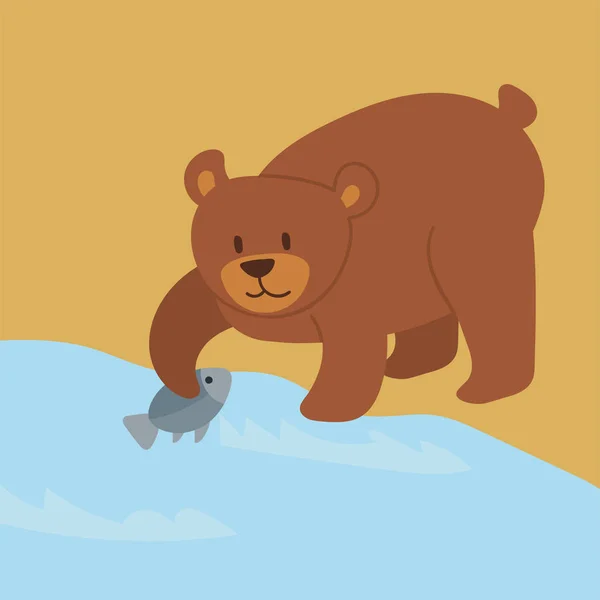 Cartoon-Bär Charakter Teddy Pose Vektor Hintergrund wild Grizzly niedlich Illustration liebenswert Tier-Design. — Stockvektor