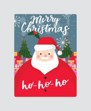 Noel vektör Noel Baba yeni yıl ağacı ve hediyeler arka plan illüstrasyon santas kartpostal kış tatil kutlama poster tasarımı zemin ile neşeli Noel tebrik kartı