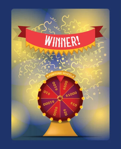Fortune kerék vektor spin játék kaszinó rulett a nyíl szerencsekívánat a szerencsés nyertes hátteret szerencsés kerekes lottó bet illusztráció háttérben — Stock Vector