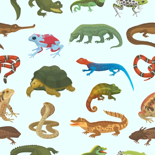 Vektor hüllő természet gyík állati vadvilág vadon élő kaméleon kígyó, teknős, hüllő, kétéltű fehér háttéren zöld elszigetelt krokodil illusztrációja — Stock Vector