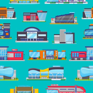 Bina vektör Mağazası newbuild Mall alışveriş merkezi ve cephe illüstrasyon iş Downtown cityscape ve arka plan üzerinde izole mimari şehir salonu kümesini depolamak