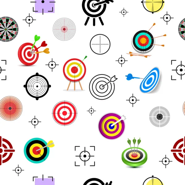 Target ícone seta vetor no objetivo de alvo de alvo e objetivo de sucesso estratégia de negócios ilustração conjunto de jogo de dardos esporte isolado no fundo branco —  Vetores de Stock