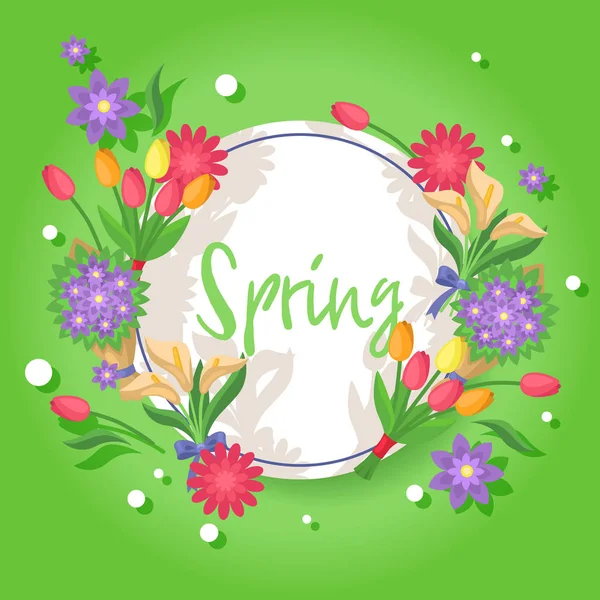 Blumenstrauß Vektor schöne florale Kulisse mit Blüte Frühling Blumen Illustration blühende Tapete blumig Frühling Einkaufen Verkauf Hintergrund — Stockvektor