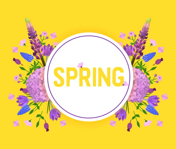 Blumen und Blumen Vektor Aquarell geblümt Grußkarte Frühling blühende Einladung Hortensie Hintergrund Frühling Illustration Hintergrund — Stockvektor