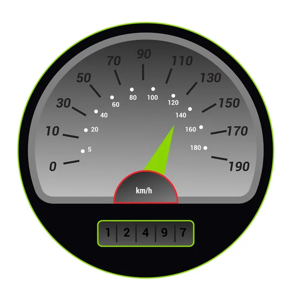 Панель приборной панели с векторной скоростью автомобиля Speedometer и конструкторский набор для измерения мощности с использованием технологии ограничения скорости со стрелкой или указателем на белом фоне — стоковый вектор