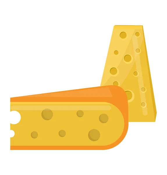 Färsk ostsort italiensk middags ikon platt mejeri mat och mjölk Camembert Piece delikatess Gouda måltid isolerade sheese på vit bakgrund vektor illustration. — Stock vektor