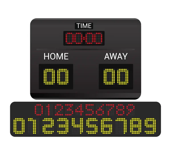 Scoreboard vector score board digital display football soccer sport team match competition on stadium illustration set of score-board championship information isolated on white background