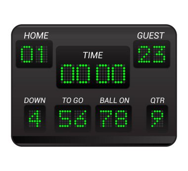 Scoreboard vector score board digital display football soccer sport team match competition on stadium illustration set of score-board championship information isolated on white background clipart