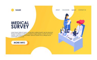 Tıbbi anket vektör kadın erkek hasta karakteri klinik sağlık arka plan hekimler tarafından kontrol insanların hastane illüstrasyon seti doktor tarafından muayene medic check up muayene var
