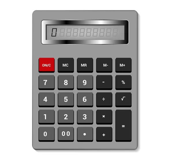 Tecnologia de cálculo de contabilidade de negócios de vetor de calculadora calculando conjunto de ilustração financeira de objeto matemático com botões números matemáticos calculados isolados em fundo branco — Vetor de Stock