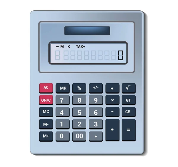 Tecnologia de cálculo de contabilidade de negócios de vetor de calculadora calculando conjunto de ilustração financeira de objeto matemático com botões números matemáticos calculados isolados em fundo branco — Vetor de Stock
