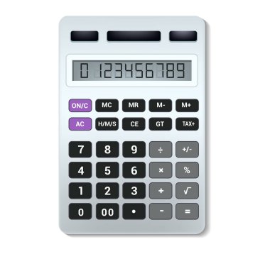 Hesap makinesi vektör işletme muhasebe hesaplama teknolojisi finans illüstrasyon hesaplama beyaz arka plan üzerinde izole düğmeleri hesaplanan matematik numaraları ile matematiksel nesne ayarla