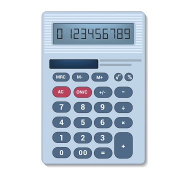 Hesap makinesi vektör işletme muhasebe hesaplama teknolojisi finans illüstrasyon hesaplama beyaz arka plan üzerinde izole düğmeleri hesaplanan matematik numaraları ile matematiksel nesne ayarla