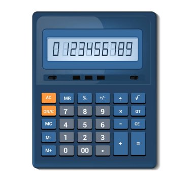 Hesap makinesi vektör işletme muhasebe hesaplama teknolojisi finans illüstrasyon hesaplama beyaz arka plan üzerinde izole düğmeleri hesaplanan matematik numaraları ile matematiksel nesne ayarla