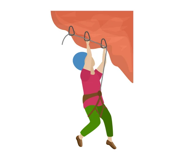 Bambini arrampicata vettore scalatore bambini personaggio arrampicata roccia parete di montagna o falesia montagnosa illustrazione alpinismo set di bambino in sport estremi alpinista isolato su sfondo bianco — Vettoriale Stock