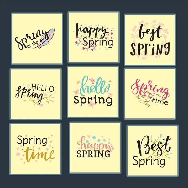 Hello spring time lettering text greeting card special springtime typography hand drawn Spring graphic illustration badge — Stock Photo, Image