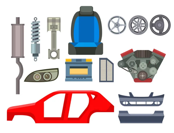 Car parts auto repair service vehicle mechanic repair of machines and equipment motocar illustration — Stock Photo, Image