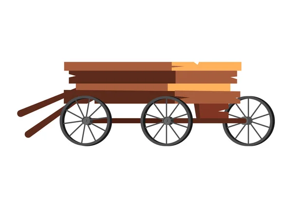 Vagn Coach Vector Vintage transport med gamla hjul och antik transport illustration uppsättning Coachman karaktär kunglig för häst och vagn vagn för resande isolerad på vit bakgrund — Stock vektor