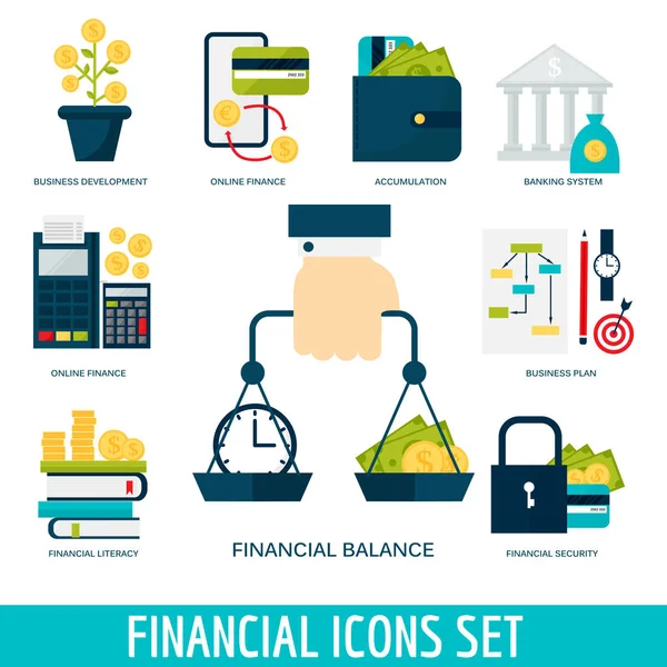 Banking money financial services set credit sign development online accumulation bank investment management finance illustration.