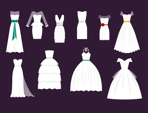 結婚式の白い花嫁のドレスエレガンスファッションスタイルのお祝いブライダルシャワーウェディングデーの構成イラスト — ストック写真