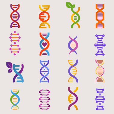 Biyoloji tıbbi araştırma ve Dnase veya Dnabağlayıcı yapı illüstrasyon genom veya gen ile DNA genetik işareti beyaz arka plan üzerinde izole ayarlayın