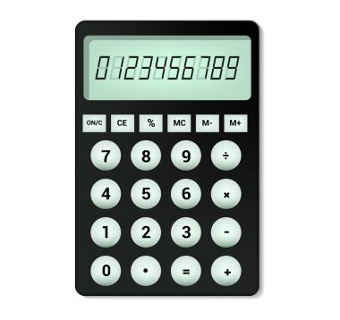 Hesap makinesi vektör işletme muhasebe hesaplama teknolojisi finans illüstrasyon hesaplama beyaz arka plan üzerinde izole düğmeleri hesaplanan matematik numaraları ile matematiksel nesne ayarla