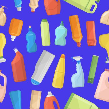 Ev kimyasalları şişe paketi temizlik kavanozu temnplate ev işi şişe paketi temizleyici şablon sorunsuz desen arka plan sıvı iç sıvı