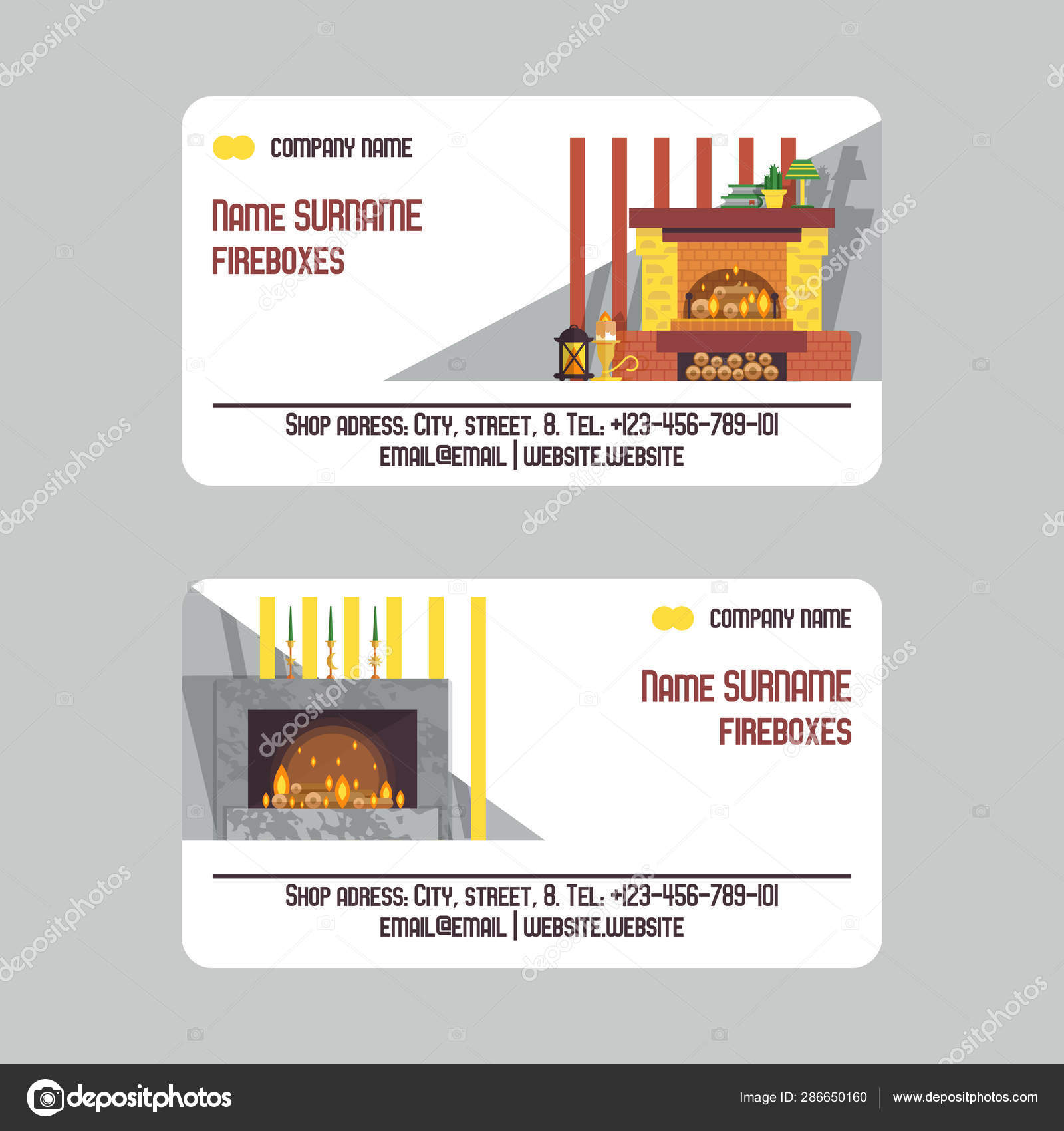 Fireplace Bright Burning Flame And Smoldering Logs Inside Vector