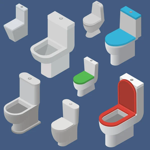 厕所碗或马桶和wc矢量图案。隔离在白色背景浴室元素厕所碗插图. — 图库矢量图片