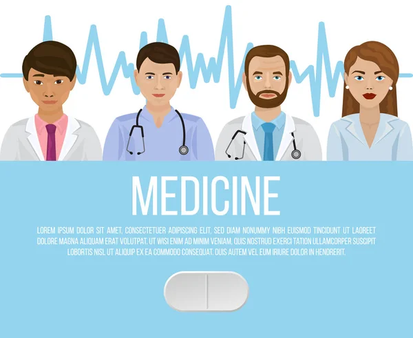 Grupo de médicos y enfermeras y personal médico para la ilustración vectorial clínica de medicina. Concepto de equipo médico en diseño plano personas carácter sitio web . — Archivo Imágenes Vectoriales