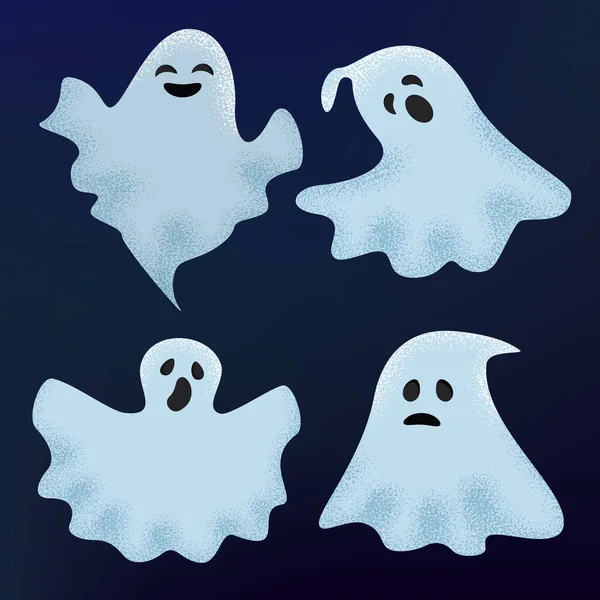 Fantasma vector Halloween asustadizo personaje de dibujos animados espeluznante monstruo ilustración fantasmal conjunto de noche de dibujos animados cara de horror miedo malvado fantasma signo aislado en el fondo — Vector de stock