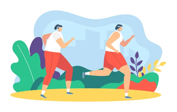 Menschen Läufer Jogging Vektor Illustration, Cartoon flache Vater, Mutter und Tochter nehmen an Sport-Marathon isoliert auf weiß — Stockvektor
