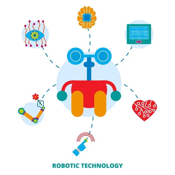 Futuristic digital cyborg intelligence machine, vector illustration. Computer robot technology, artificial mechanical element. — Stock Vector