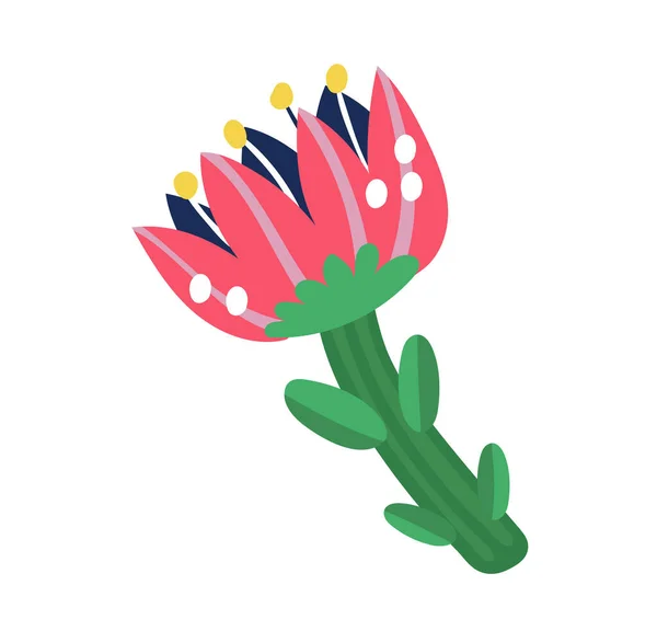 Gele en rode bloem, lente bloesem opgroeien geïsoleerd op witte, cartoon vector illustratie. Twee herfstbloemen, pluk cadeauplanten. — Stockvector