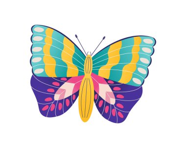 Vahşi yaşam orman kelebeği beyaz, ikon çizgi film vektör illüstrasyonunda izole edilmiş. Canlı hayvan güve böceği. Açık havada ipek böceği..