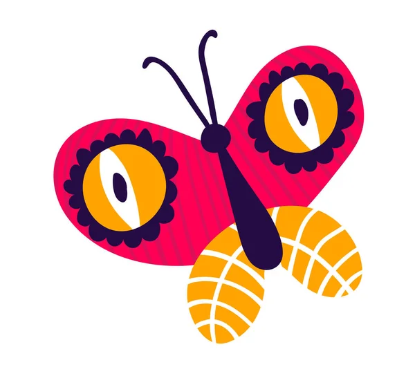Wild Wildlife Forest Schmetterling isoliert auf weiß, Symbol-Cartoon-Vektor-Illustration. Lebendige Natur Tier Motteninsekt. Seidenraupen im Freien hautnah. — Stockvektor