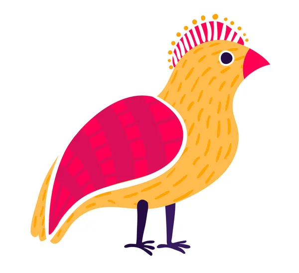 Petit poulet caractère mexicain, concept jaune mexicain poussin traditionnel volaille heureuse isolé sur blanc, illustration vectorielle plate. — Image vectorielle